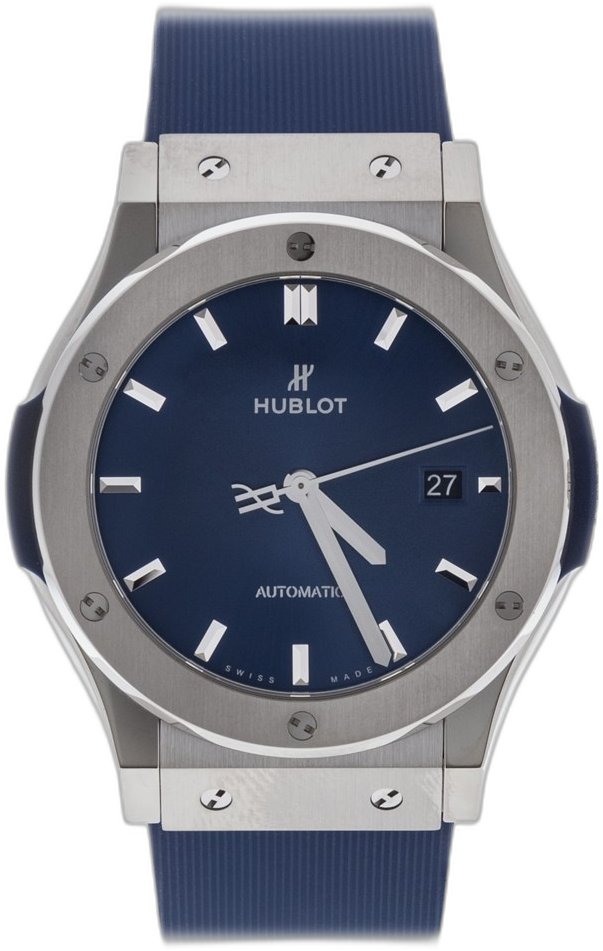 Hublot Classic Fusion 42mm Titanium Blue watch face