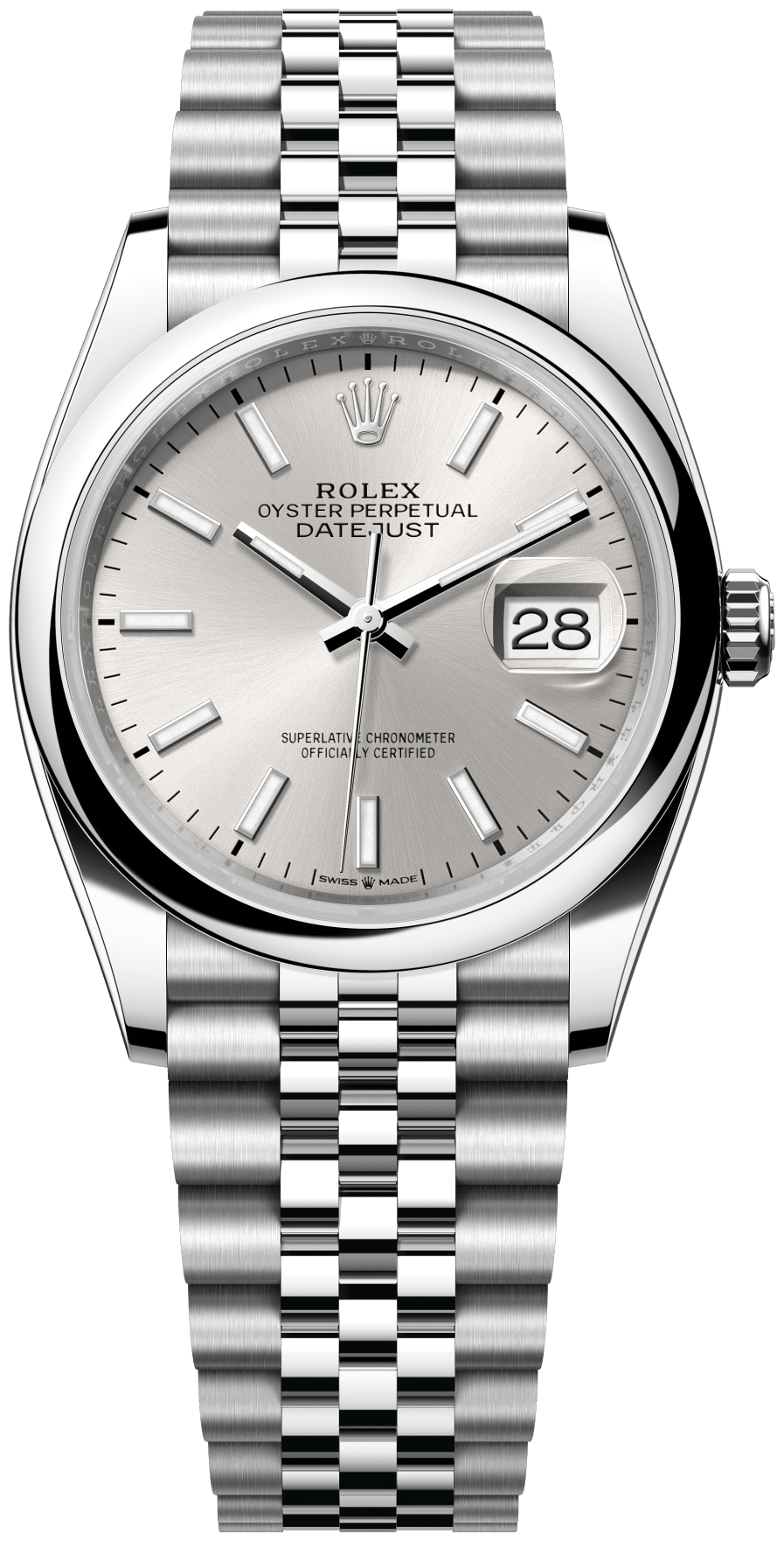 Rolex Datejust 36 Silver / Smooth / Oyster watch face