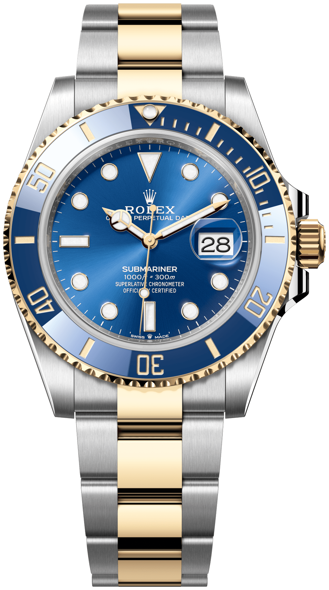 Rolex Submariner Date Two-Tone Blue watch face