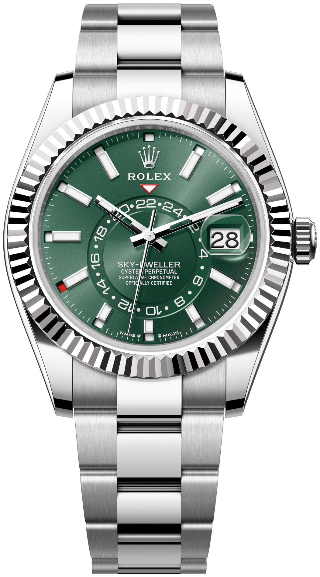 Rolex Sky-Dweller Mint Green watch face